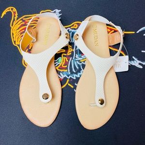 Mudan Women's Classic Cute Slip On Brown/White Thong Flat Sandals Size 11